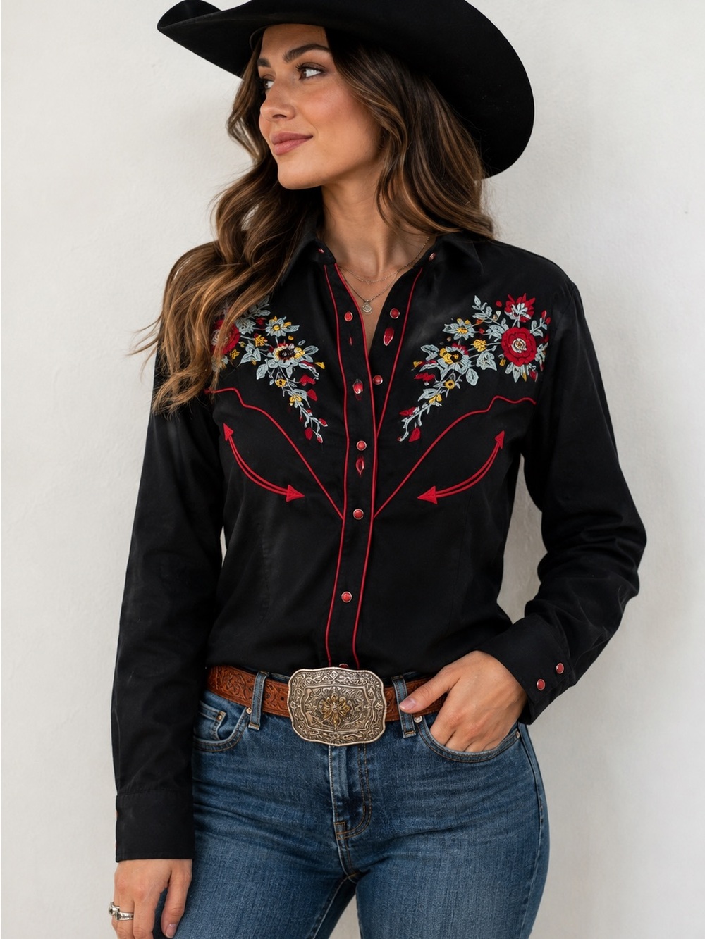Beautiful vintage-inspired Western shirt by The American West Made in USA size M